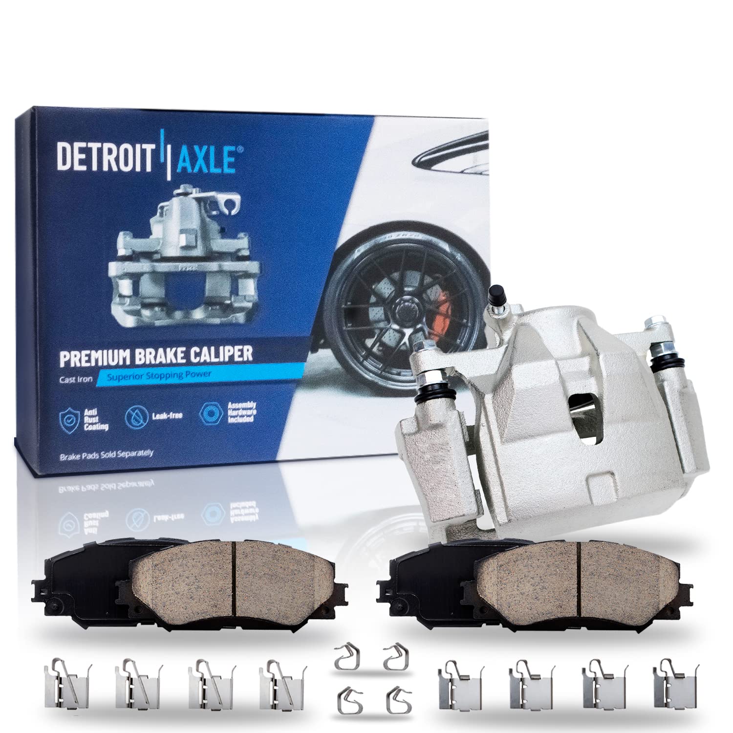 Detroit Axle - Front Passenger Side Disc Caliper + Ceramic Brake Pads