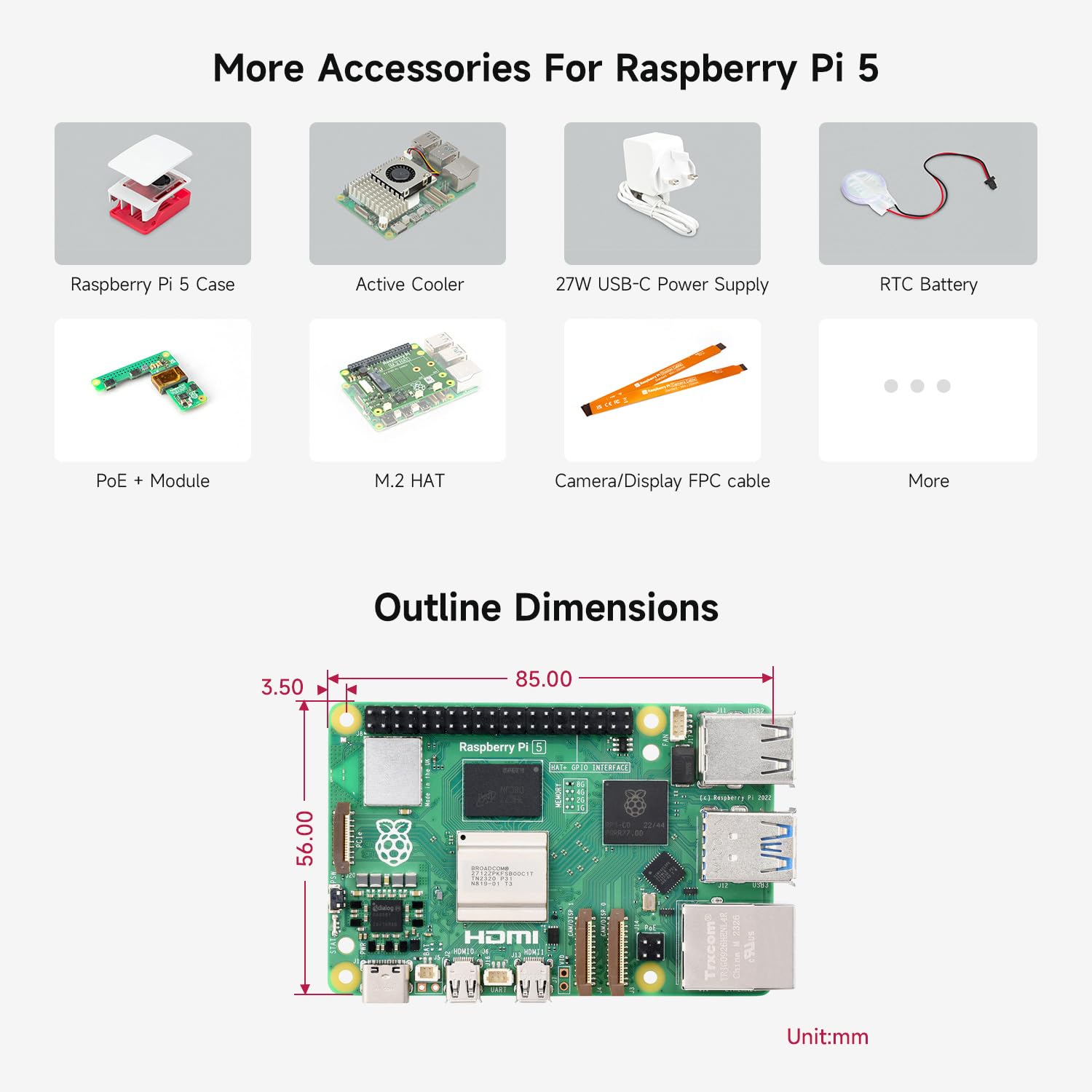 Waveshare Starter Kit, Compatible with Raspberry Pi 5, Bundle with Raspberry Pi 5 4GB, 64GB TF Card, Cooler, Case, Ethernet Cable and So on (8 Items)