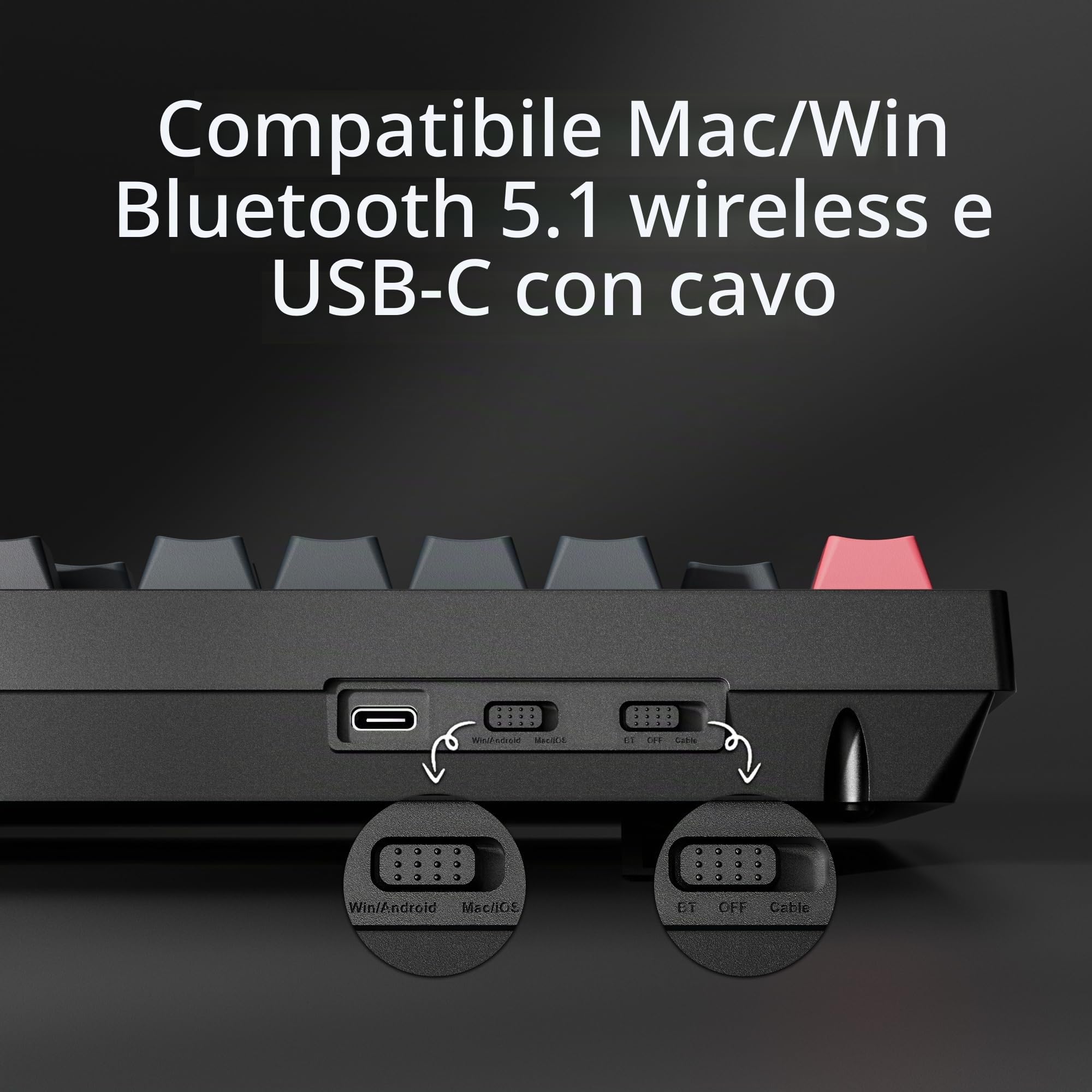 Keychron K10 Pro Tastiera Meccanica 100% AZERTY, Bluetooth 5.1 e Cavo USB-C, Compatibile QMK/Via, Retroilluminazione RGB, Batteria da 4000 mAh, Tastiera Gamer Wireless per Mac e Windows, Switch Rosso