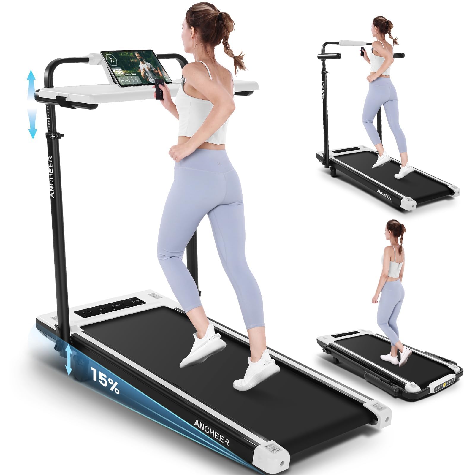 ANCHEER 15% Incline Walking Pad with Desk