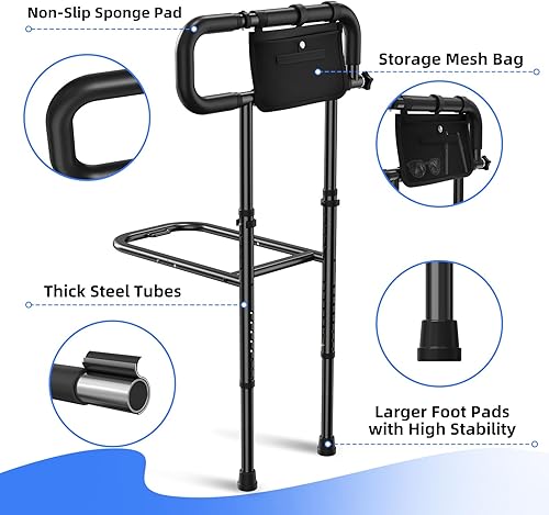 Miniatura 6 de Barandilla de Seguridad Plegable para Cama para Ancianos, Mango de Asistencia para Cama de Altura Ajustable con Reposabrazos Extensible, Barandillas