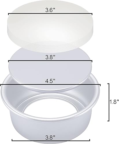 Miniatura 2 de Juego de 8 moldes redondos para tartas de 4 pulgadas, moldes de aluminio antiadherentes para hornear con 100 hojas de papel pergamino, moldes para