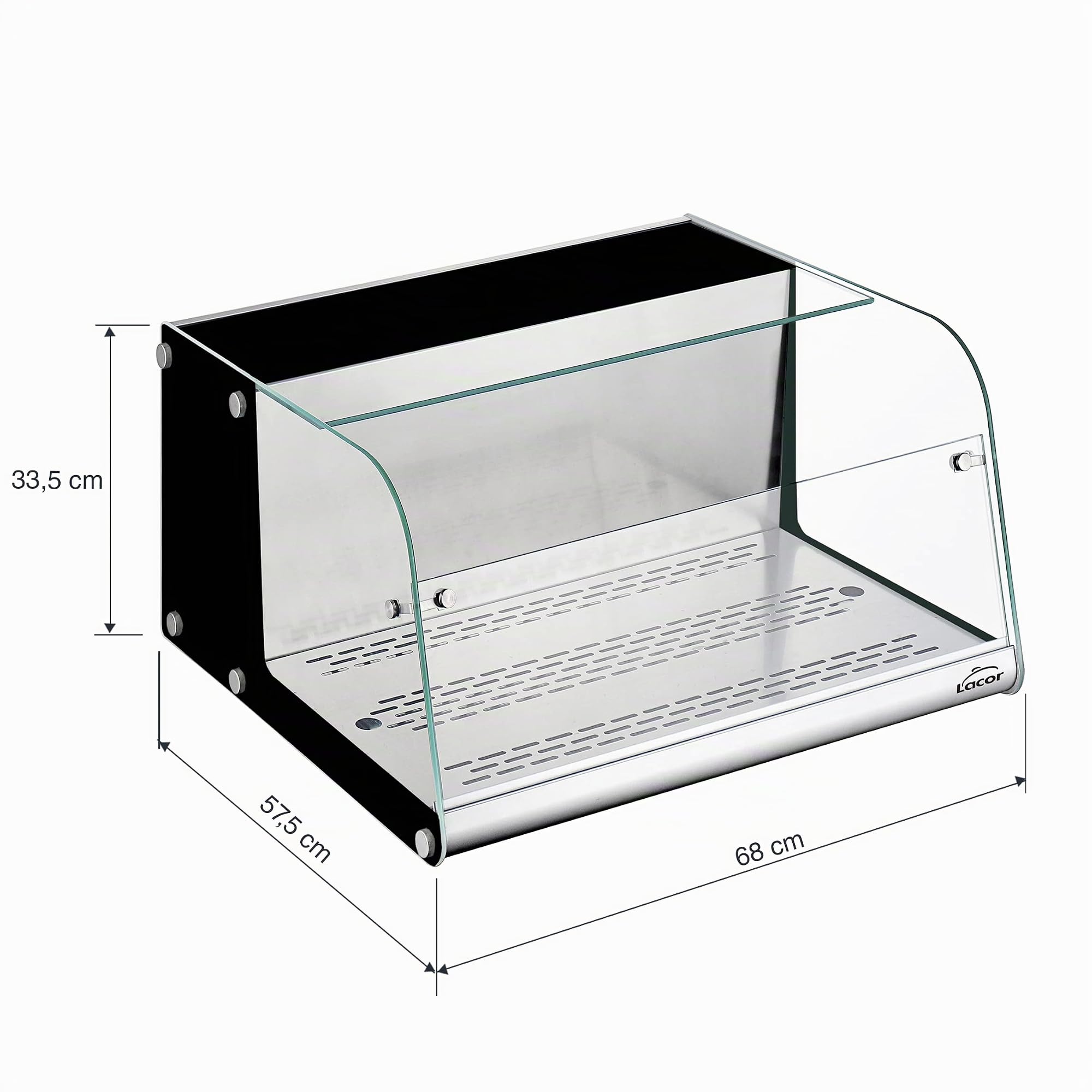 Lacor - 69607 - Vitrina Refrigerada, Expositor de Alimentos, Cristal y Acero Inoxidable, 105 W, Capacidad: 40 L, Termostato Regulable: 2ºC - 12ºC