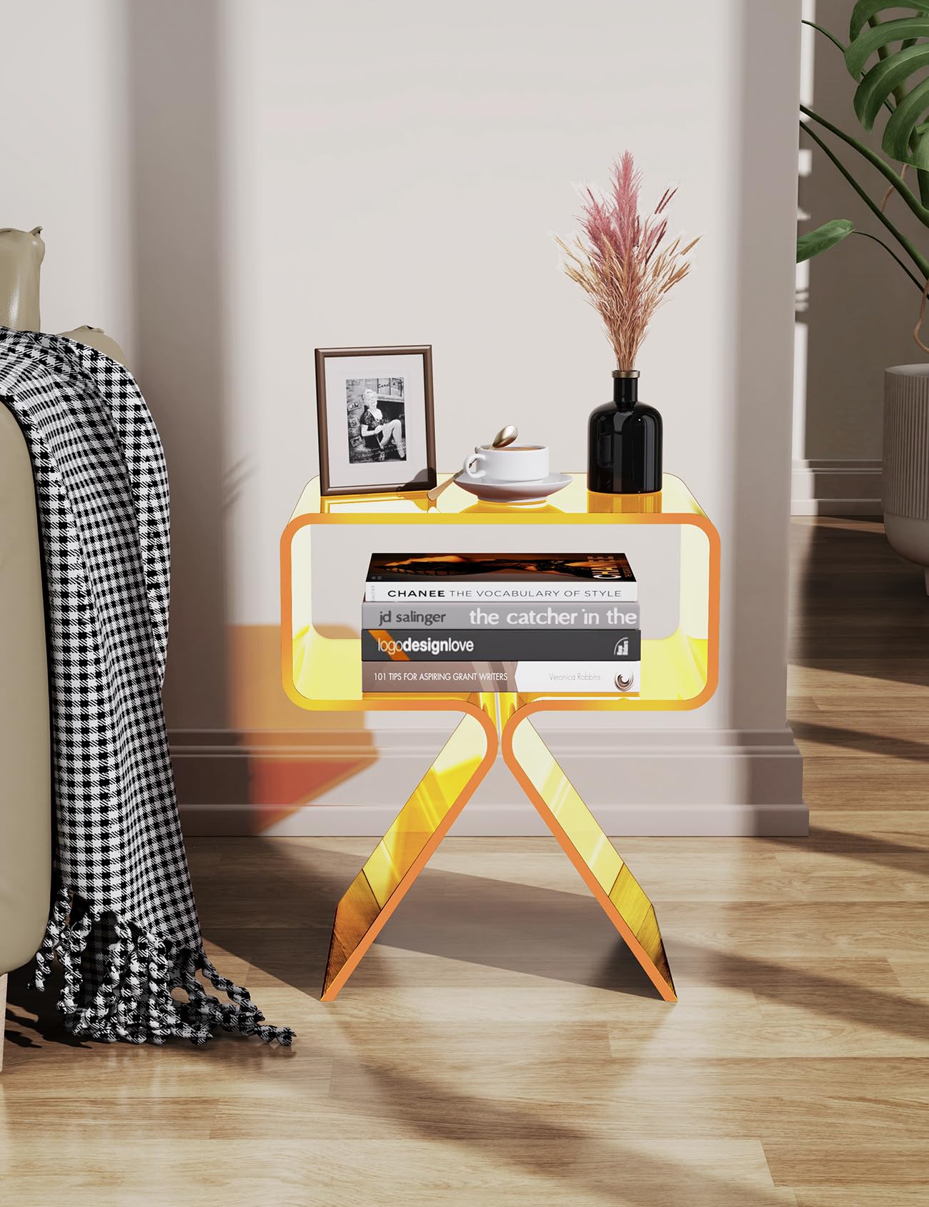 solaround Tavolino da Salotto in Acrilico, Tavolino da comodino, Tavolino per Soggiorno (Giallo)