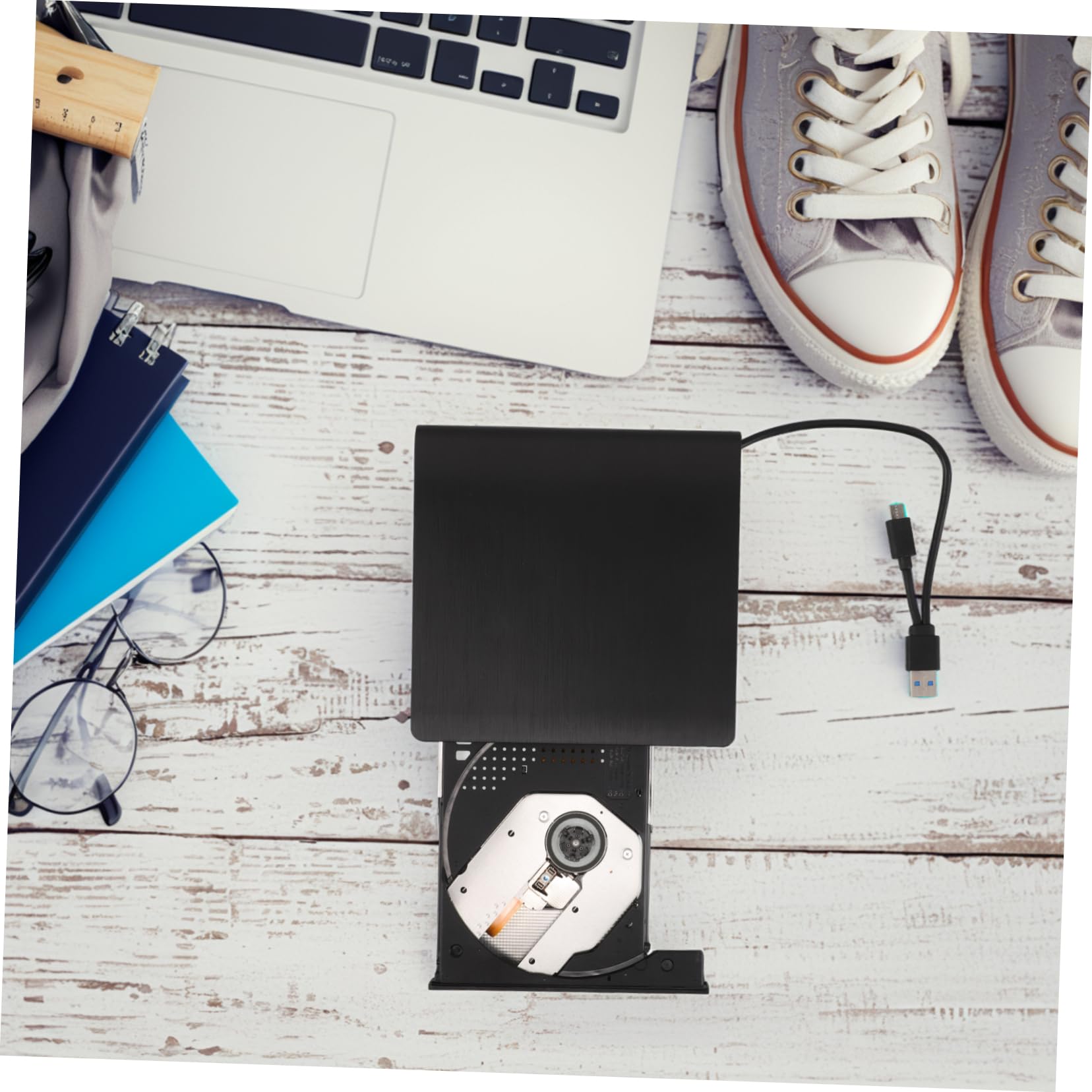 Holibanna Registratore con unità ottica lettore CD unità dvd USB esterna lettore dvd esterno per laptop unità disco esterna per laptop unità disco USB Disc drive Metallo Black