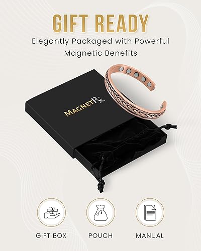 Vista 54 de MagnetRX Pulseras magnéticas de cobre – Pulsera efectiva de cobre puro para hombres y mujeres – Brazalete magnético ajustable de cobre
