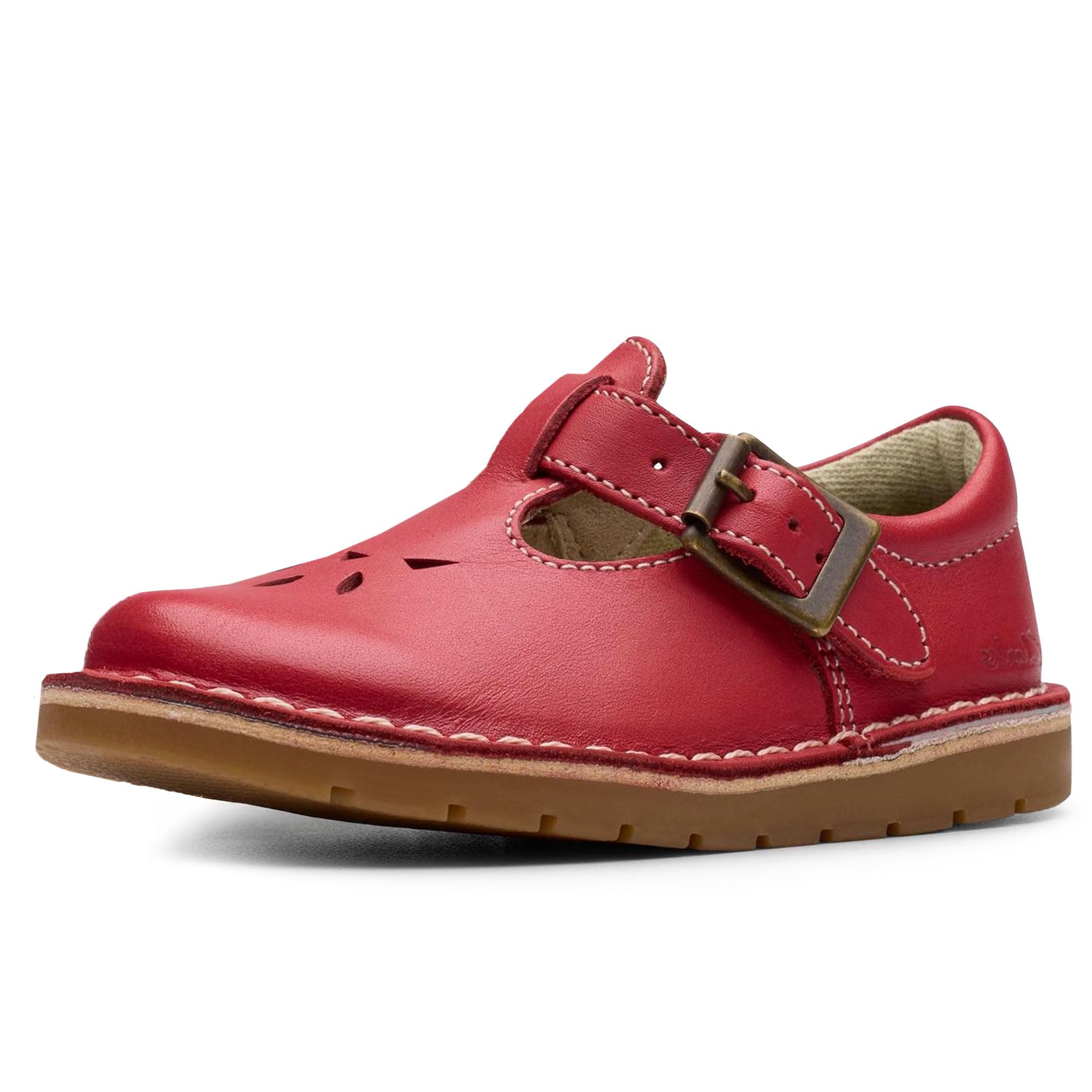 Clarks Girls Joyful Skip T. Ballet Flat, Red Leather, 5 UK Child