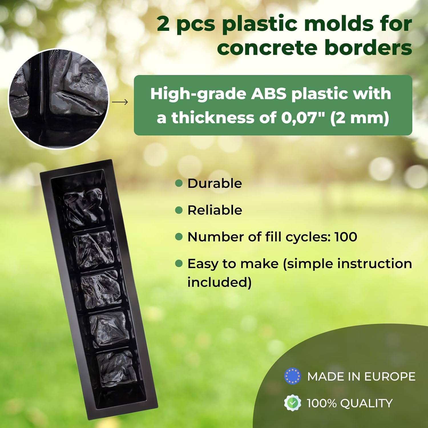 6 pcs Flagstone Molds ABS 2mm Cement Mold & 2 pcs 23.34 inch Straight Edge Stone Concrete Mold Plastic ABS 2mm Cement Molds