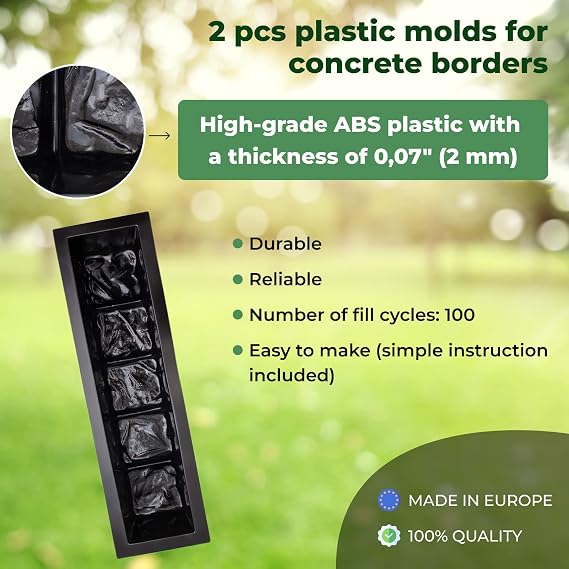 6 pcs Flagstone Molds ABS 2mm Cement Mold & 2 pcs 23.34 inch Straight Edge Stone Concrete Mold Plastic ABS 2mm Cement Molds