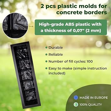 6 pcs Flagstone Molds ABS 2mm Cement Mold & 2 pcs 23.34 inch Straight Edge Stone Concrete Mold Plastic ABS 2mm Cement Molds