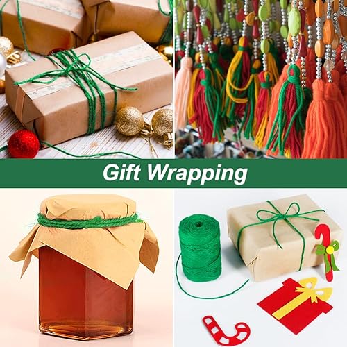 Miniatura 7 de Cordel de jardín, cuerda verde para plantas, 328 pies, 0.118 in de grosor, 3 capas, resistente cuerda de yute para jardinería, manualidades y