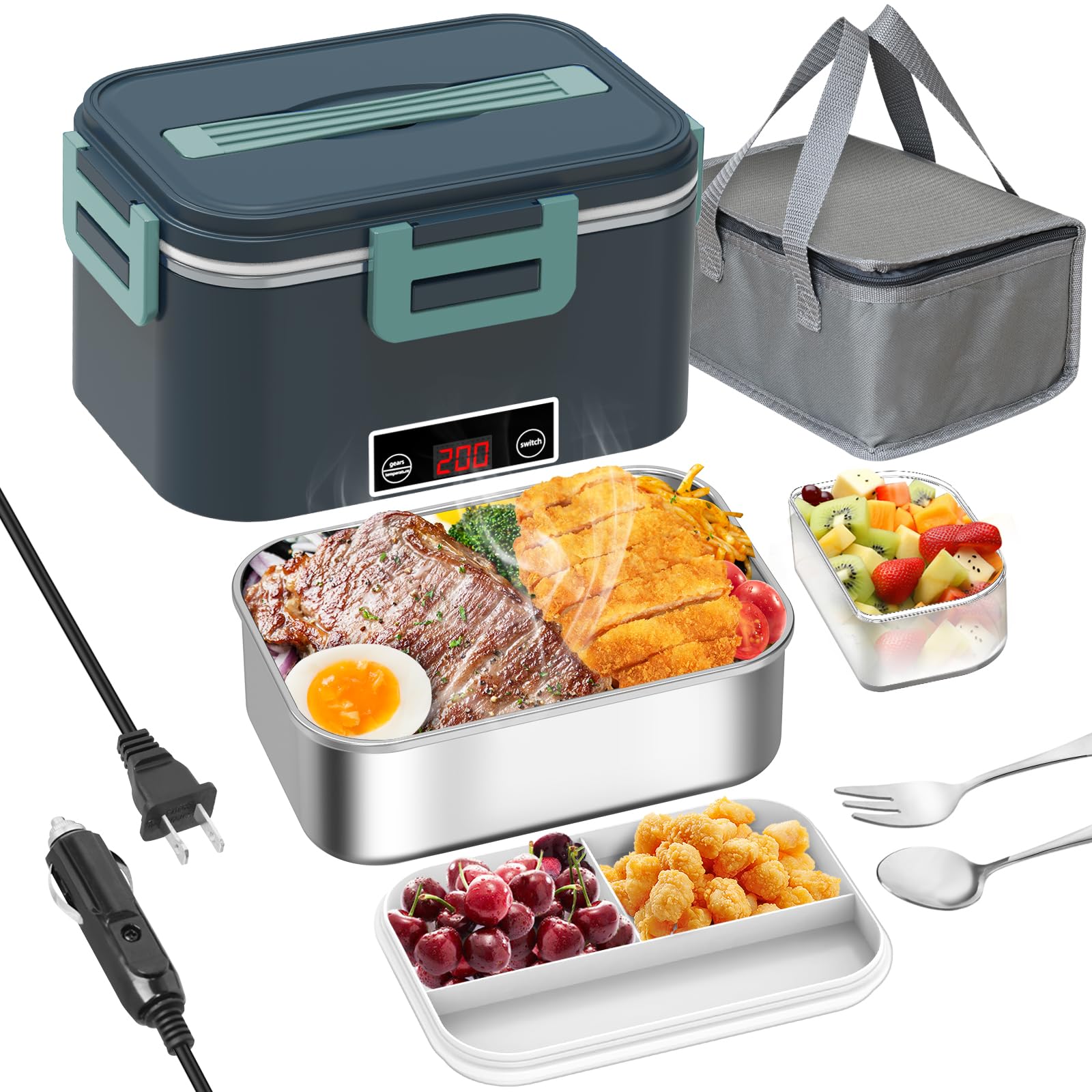 Electric Lunch SPOOL High Bone Muscle他CD Amazon.com: Buddew Electric Heated Lunch Box for Adults