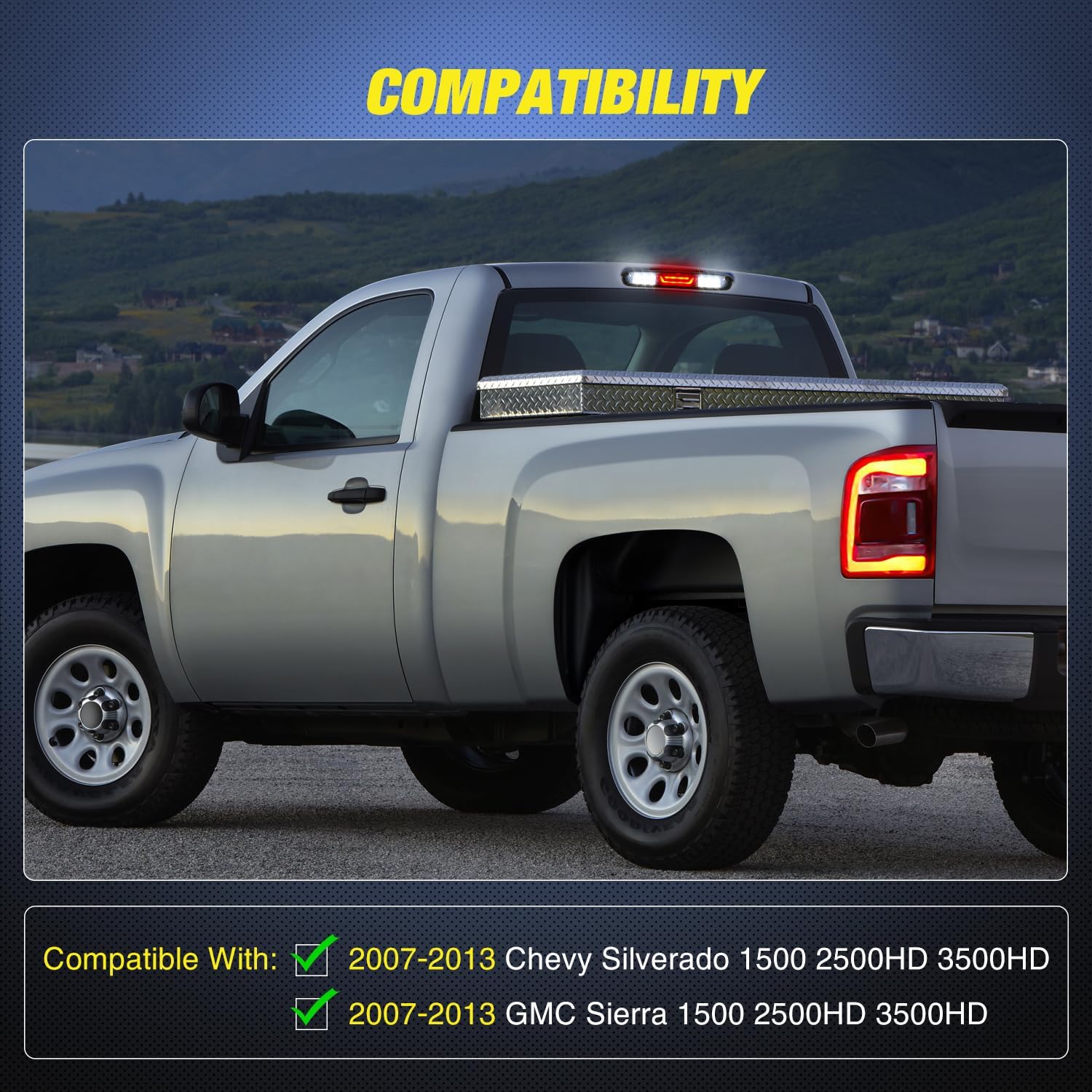 Nilight Third Brake Light High Mount 3rd Stop Reverse Cargo LED Lighting for Chevy Silverado GMC Sierra 1500 2500 3500HD 2007-2013 Pickup Truck Rear Cab Center Tail Lights