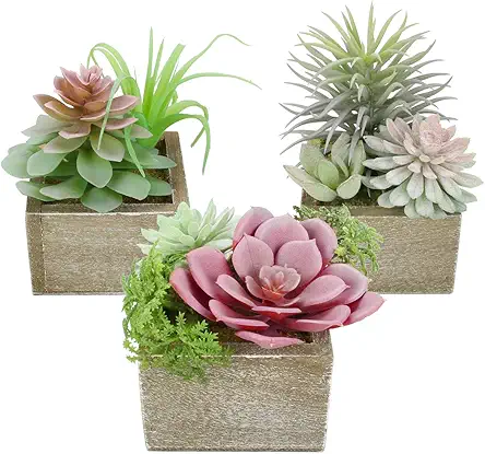 Mingfuxin Artificial Succulents Plants, Mini Assorted Green Faux...