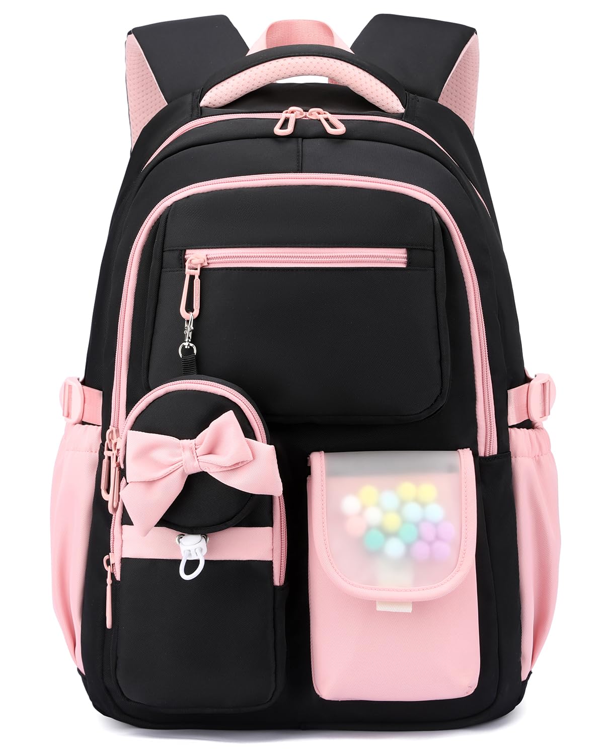 Amythe Zaino per Ragazze Scuola Elementare e Media - Zaino Scuola Grande 30L per Porta PC 15.6", Zaini Casual Impermeabile per Adolescenti 10-18 Anni - Adatto a Carrelli -Rosa
