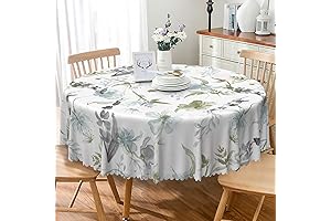 Rustic Floral Watercolor Round Tablecloth Adorned with Botanical Prints