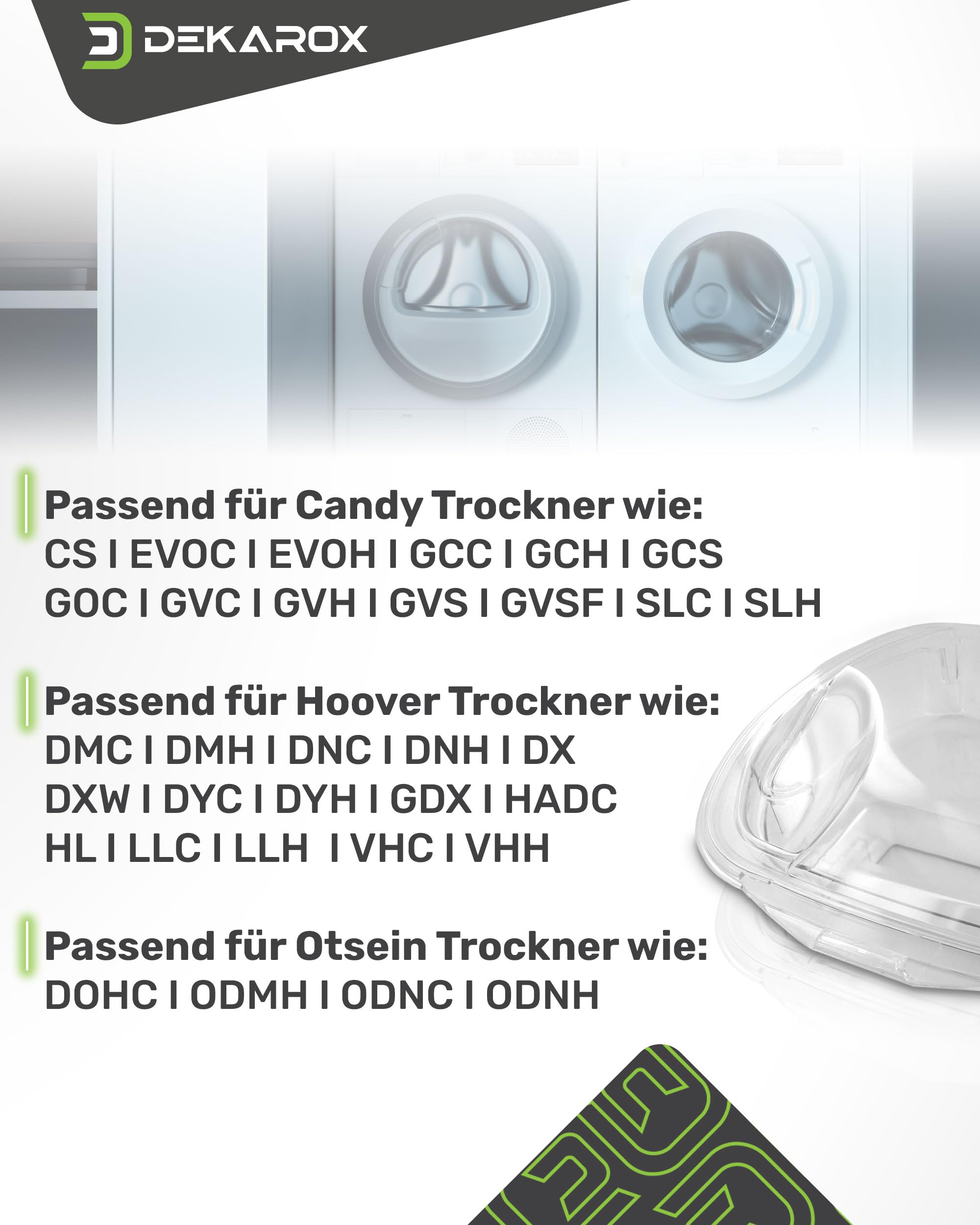 Wasserbehälter Kondensatbehälter für Candy Hoover Otsein 40008542 40009648 für Trockner Waschtrockner Wäschetrockner Kondenstrockner