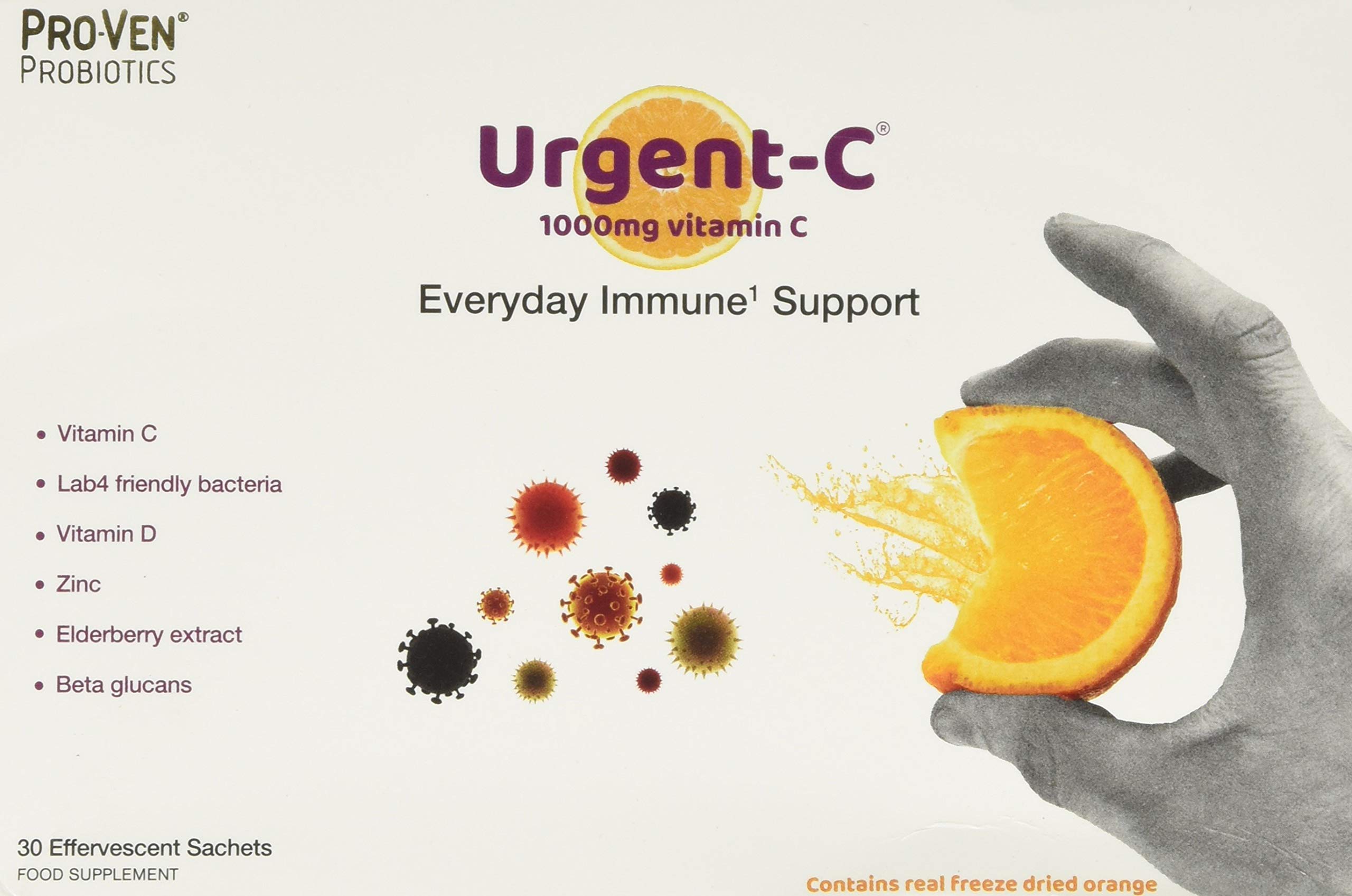 Pro-Ven Probiotics Urgent-C Everyday Immune Support, White and Orange, 500 g