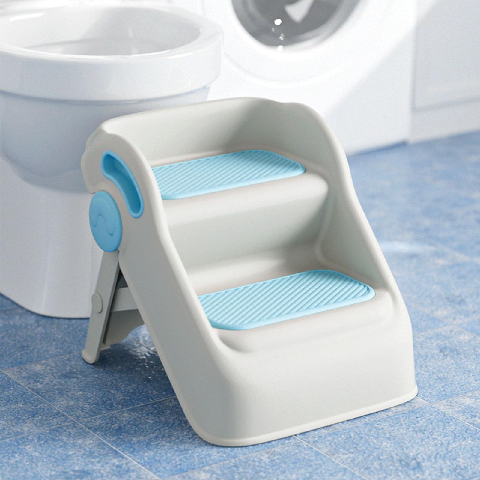 Sgabello con Gradino per Bambini Resistente Poggiapiedi per Bambini a 2 Gradini Design Ergonomico per Bagno Cucina Plastica