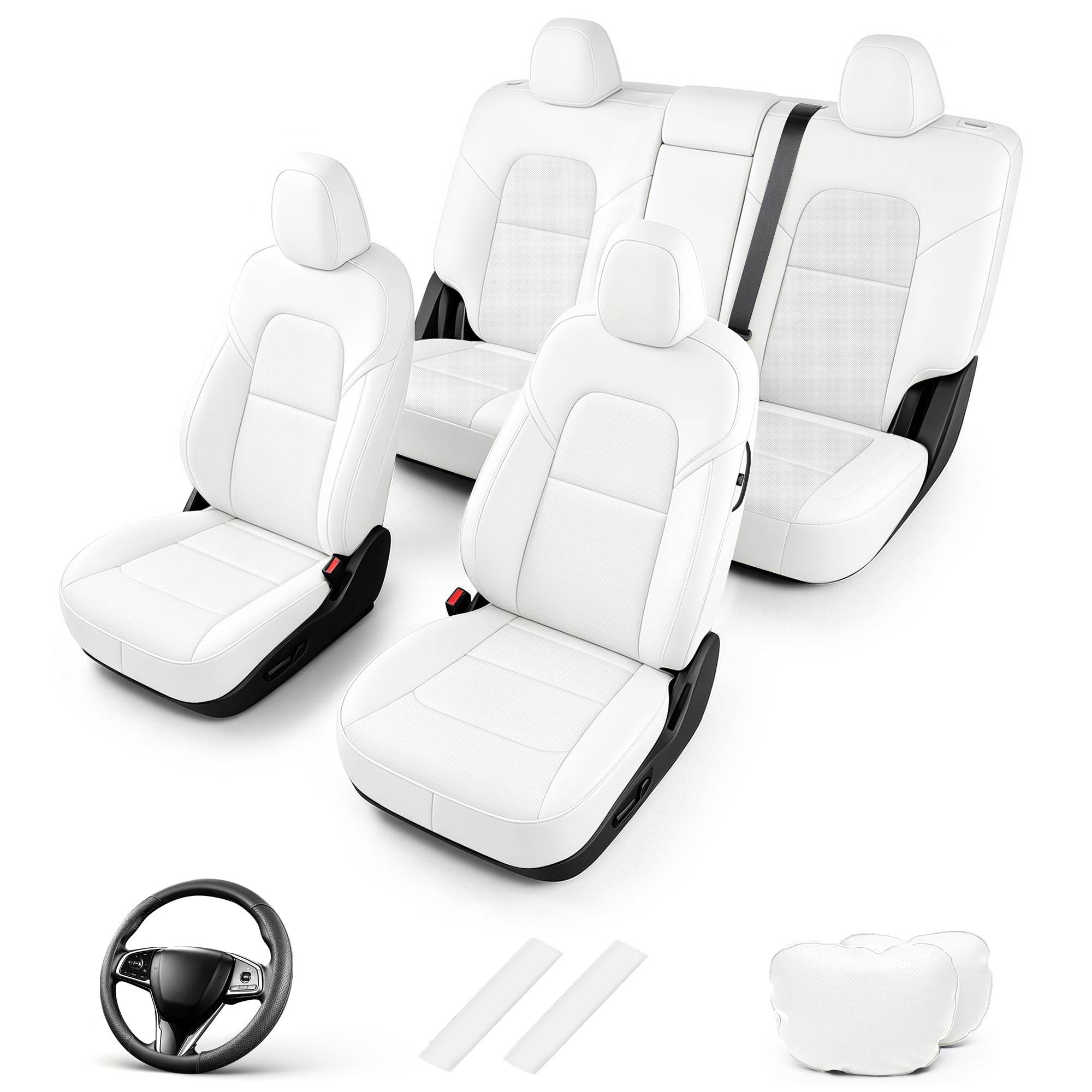 Photo 1 of AOMSAZTO White Seat Cover Set for Tesla Model Y (2020-2025)