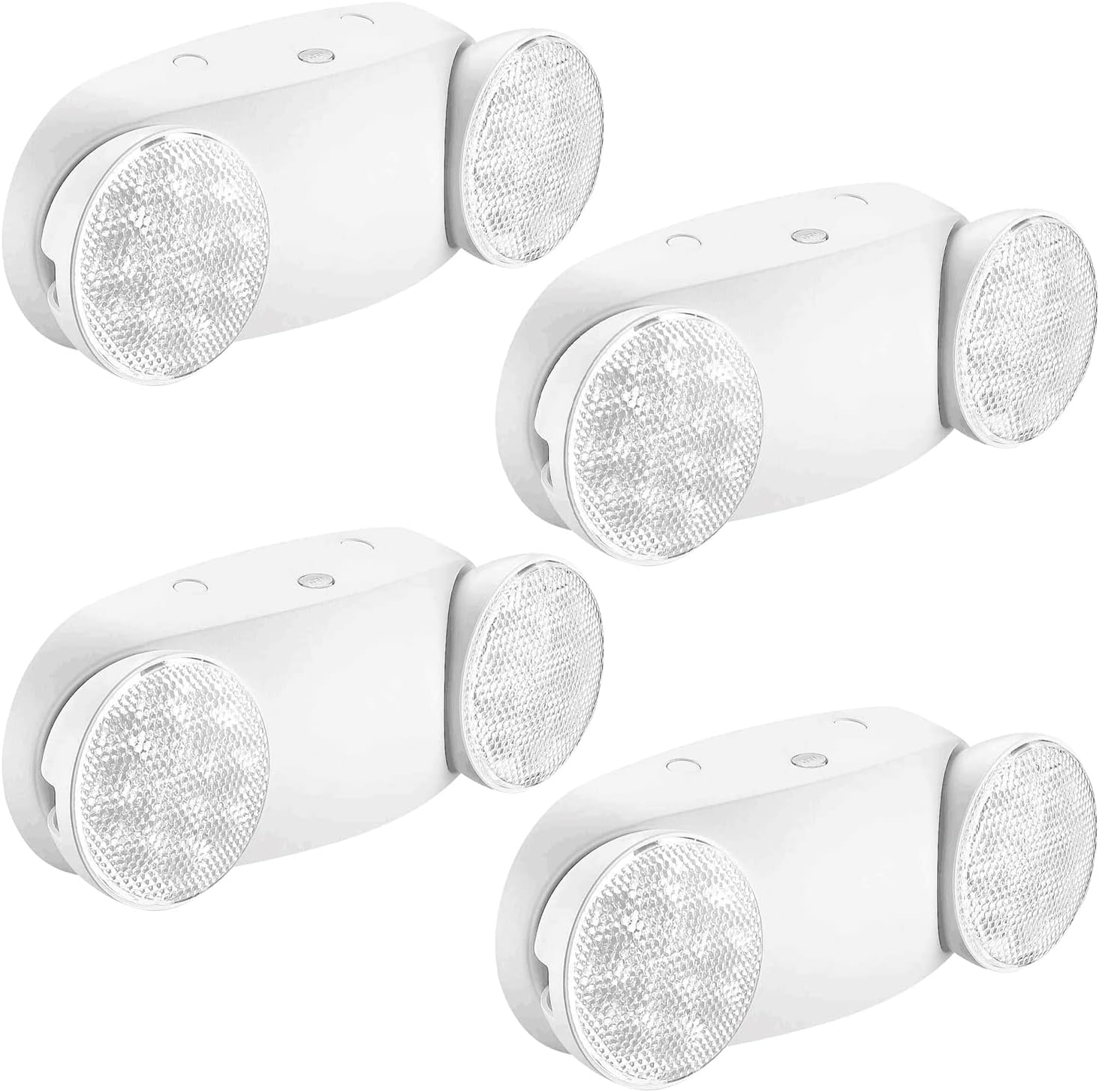 OSTEK 4 Pack LED Emergency Exit Lighting Fixtures with Two Heads, US Standard Adjustable Integrated LED Emergency Light with Battery Backup, UL 924 Qualified