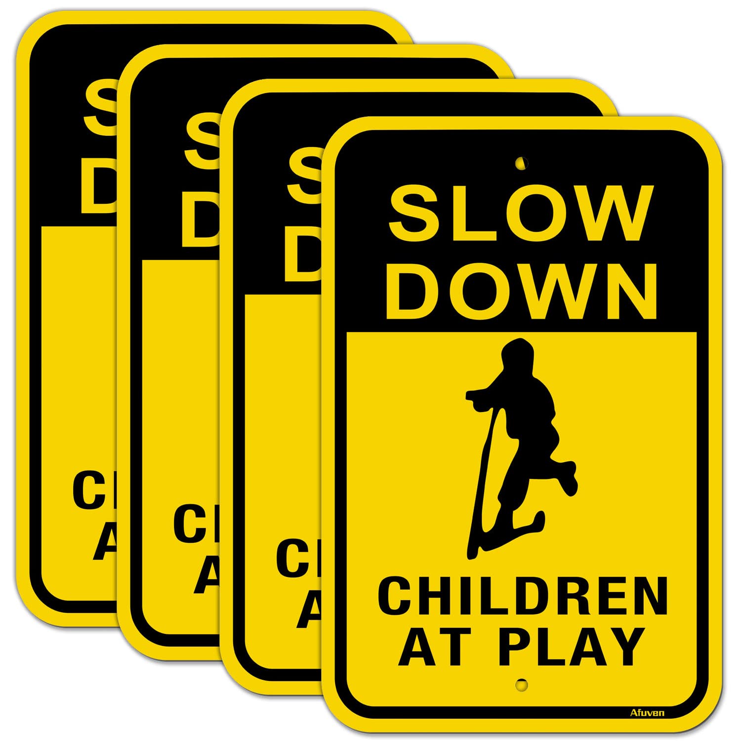 Slow Down Children at Play Signs Kids Playing Sign Reflective Metal Children Playing Safety Sign 12" x 18" Slow Down Neighborhood Street Caution Yard