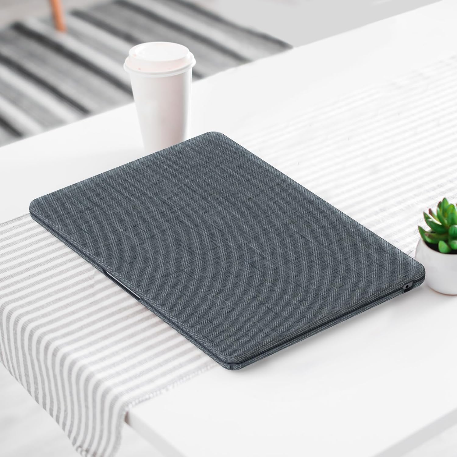 HXCASEAC Case Compatible with MacBook Air 13 inch Case 2020 2018 with Foldable Stand, Anti-Scratching Protective Hard Shell Cover for A2337, A2179, A1932 Fabric, Grayish Blue