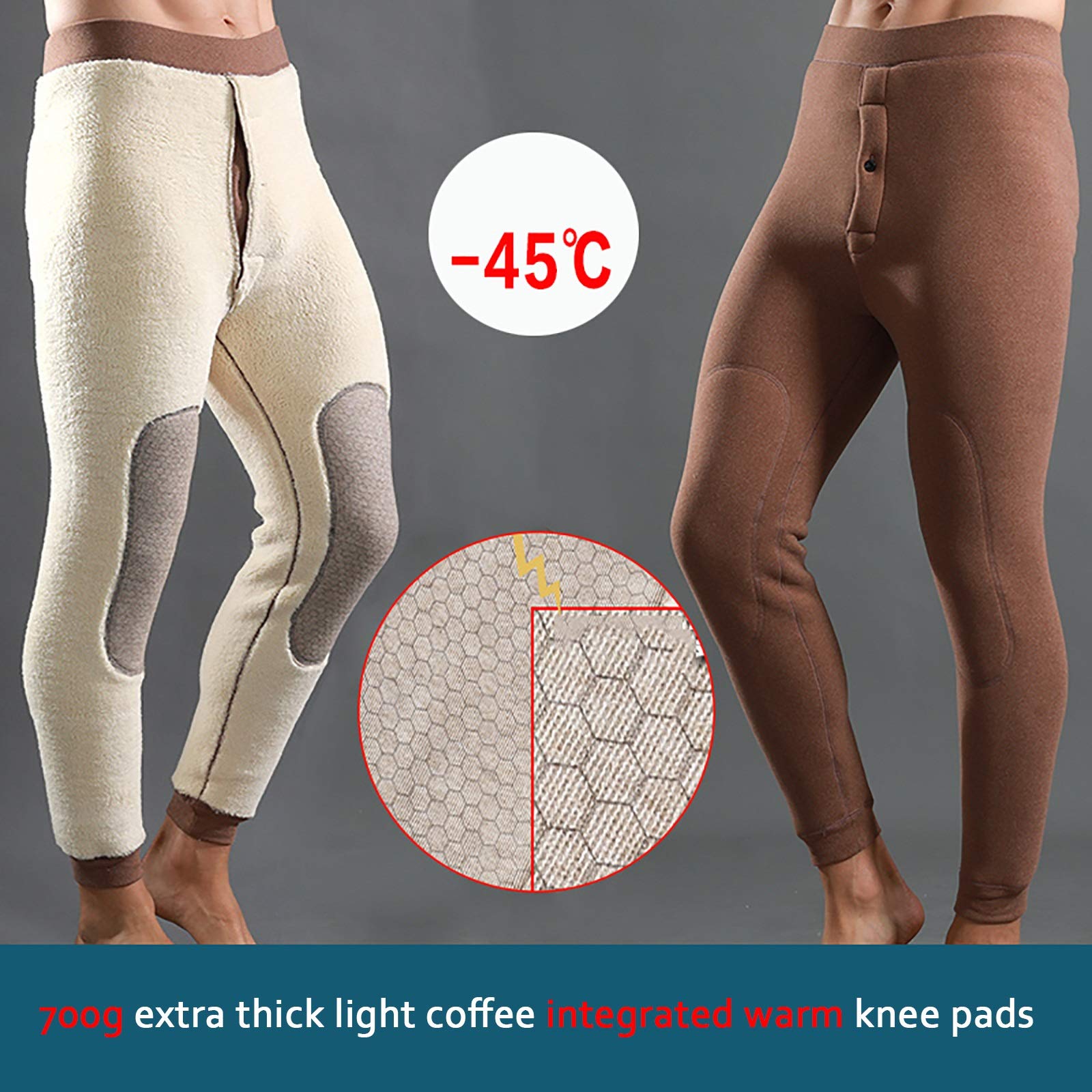 G&F Hombres Pantalones Térmicos Calzoncillos Largos Capa Base Pantalones Ropa Interior Invierno Tres Capas Leggings Pantalones (Color : Coffee, Size : Medium)