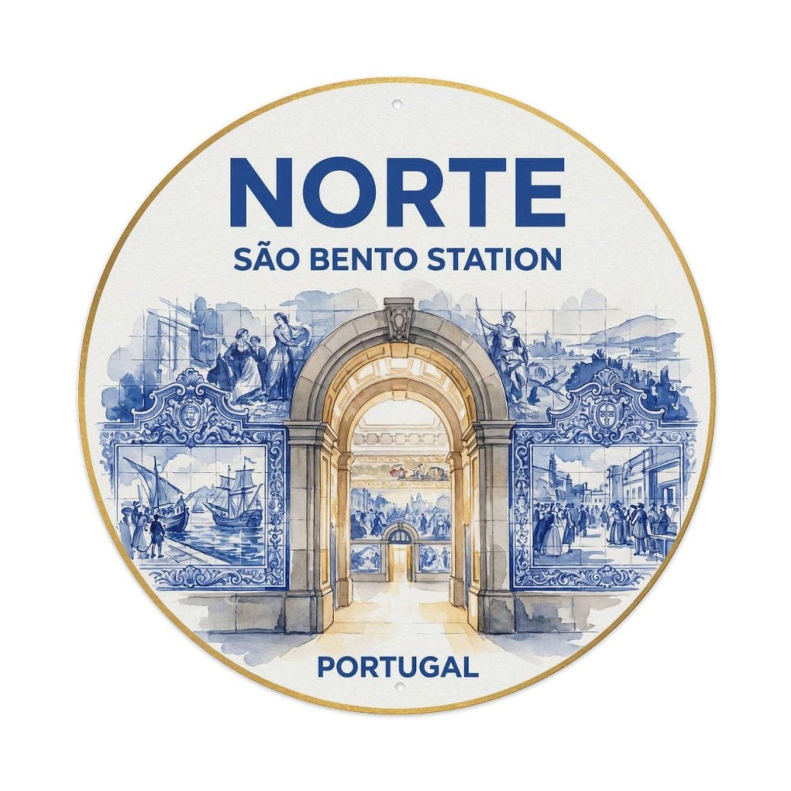 Olhnbad 08X08inch Style Classic Portugal Norte Cityscape Travel Art Metal Tin Sign