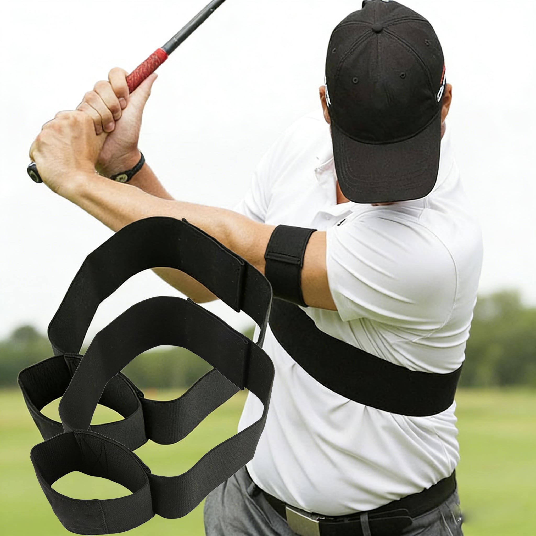 TRS Slider Golf Training Aid, Adjustable Sliders Training Aids, Swing Correcting Arm Band, Unisex Innovative Arm Connection Aid for Swing Correcting Improve Swings Stability,Gifts for Golf Beginners