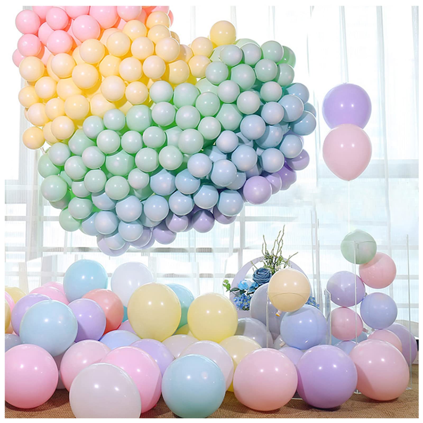 200 Pcs 5 Inches Macaron Latex Balloons Random Color Rainbow Pastel Pearlescent Candy Helium Party Balloons for Birthday Wedding Baby Shower Halloween Christmas Hawaiian Party Decorations Supplies
