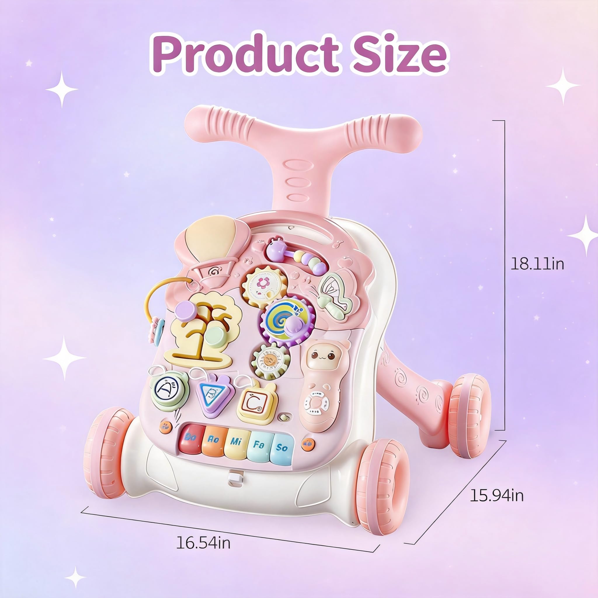 Andador Bebé primeros pasos, Caminante infantil, caminante de aprendizaje de 3 en 1 sentado, Centro de educación infantil temprana, regalo de juguete para niñas de 9 a 36 meses (Rosa)