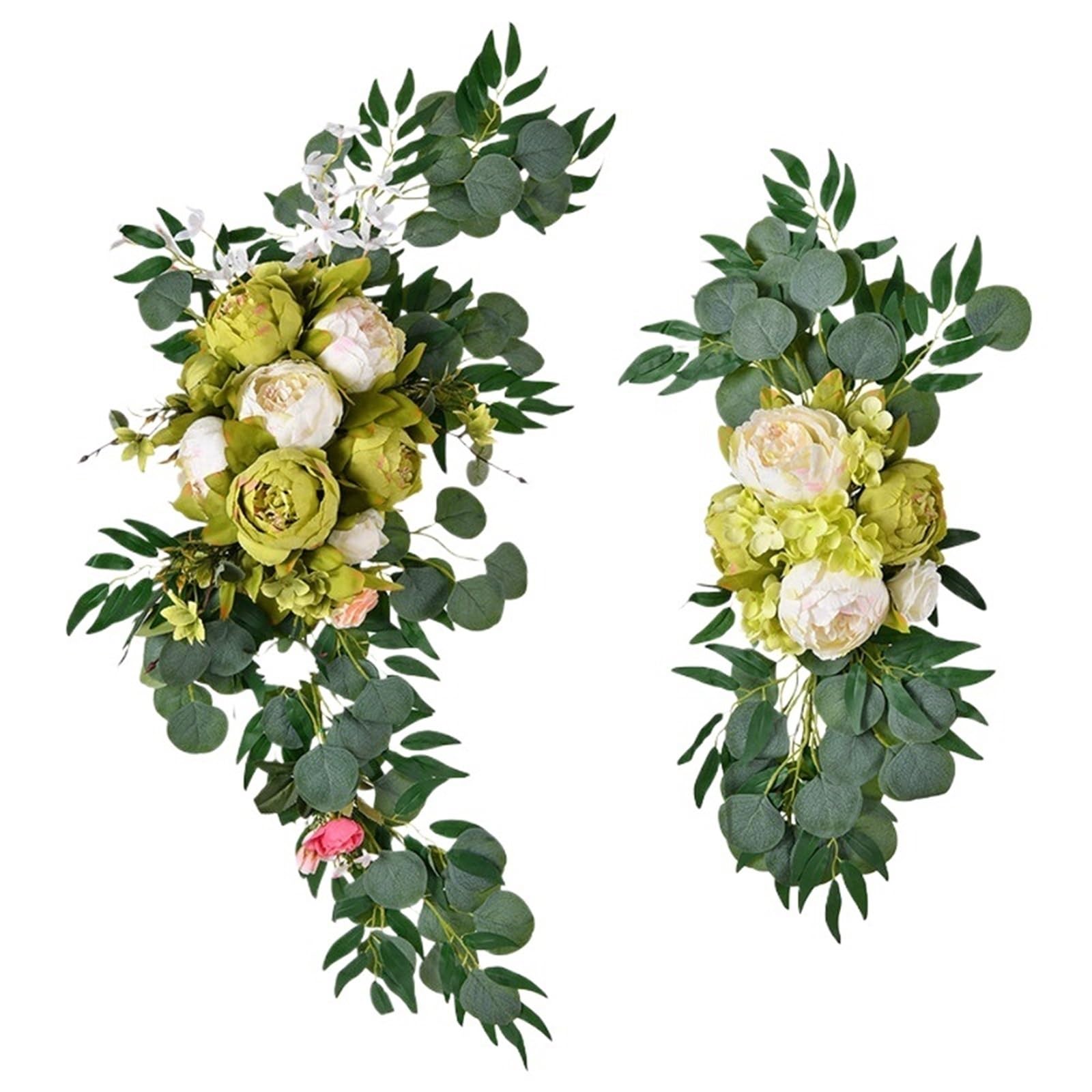 EKalgretrA Flower Arch Artificial Peonies Large Welcome Flowers Door Lintel Flower Decoration Arch Outdoor Wedding Fake(Green)