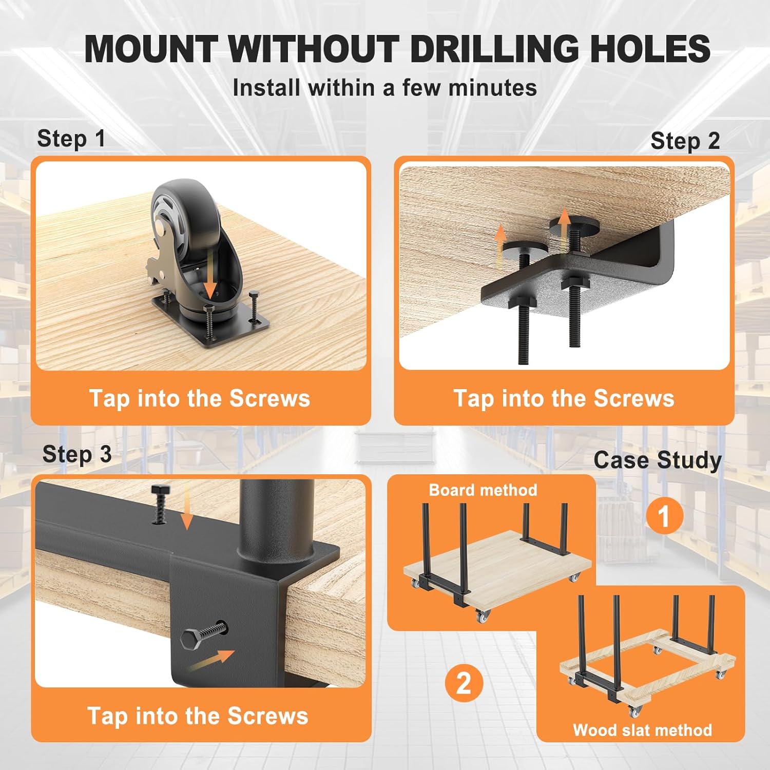 38 Inches Cart Handle Dolly Converter Kit with 4 Locking Caster Wheels, Suitable for Various Wooden Boards and Wood Strip, SuitableGarage, Moving Dolly, Workshop Tool, Garden，Mattress Mover