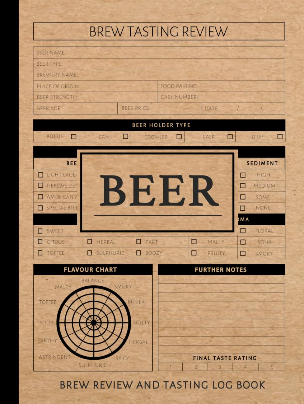 Independently published Beer Brew Review and Tasting Log Book: Beverage Enthusiasts Journal. Detail & Note Every Sip. Ideal for Libationist, Cicerones, and Hopheads