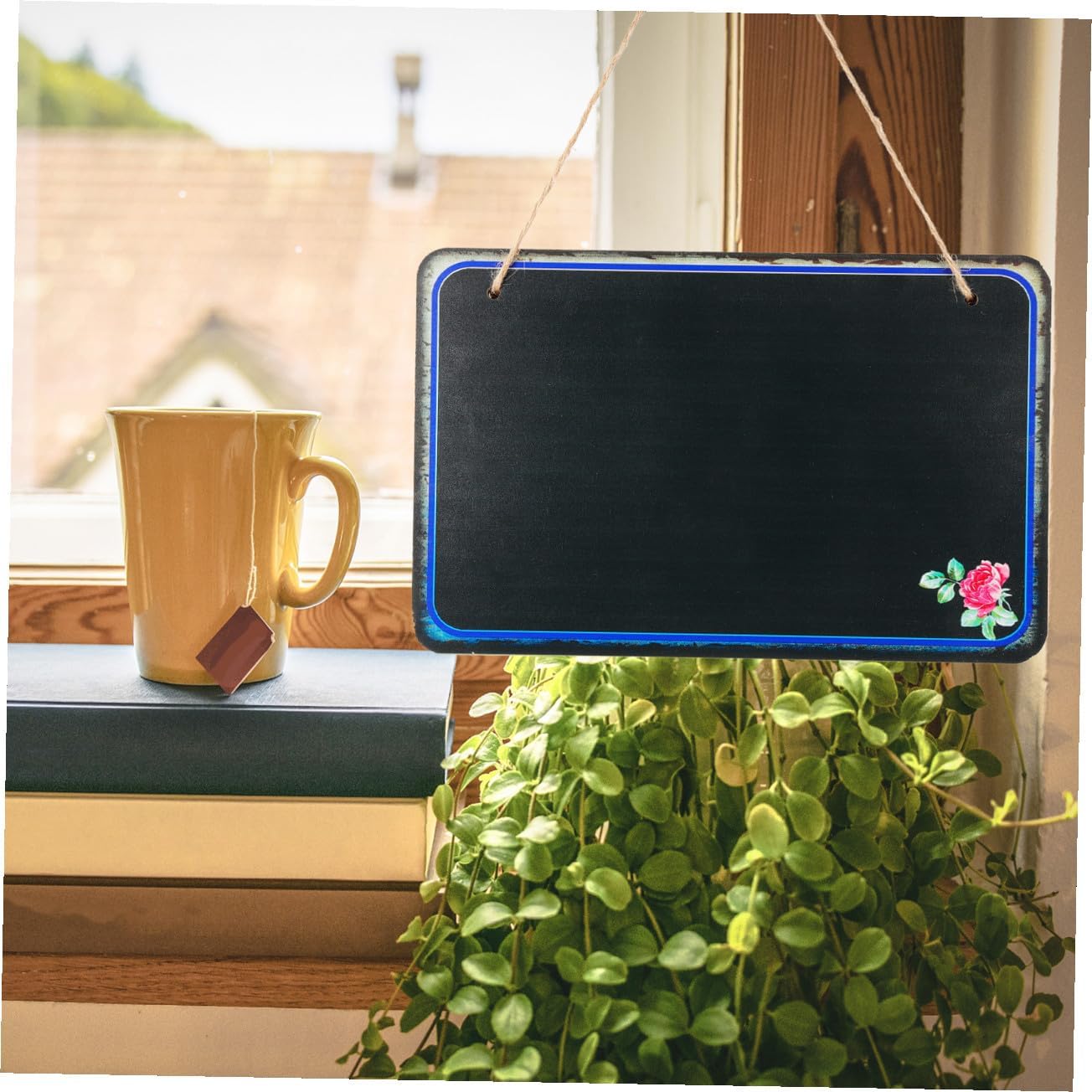 Decorative Hanging Message Board Small Chalkboard Single-Sided Memo Board for Restaurant Café Wall Display Writing Style