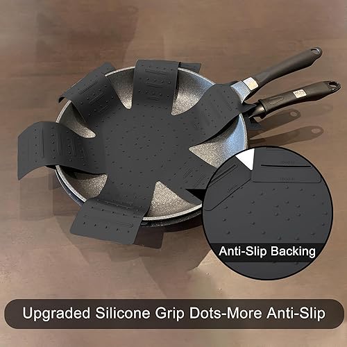 Miniatura 4 de Protectores de ollas y sartenes, 3 piezas de silicona para utensilios de cocina, protector de sartén apilable. Tiene un diseño único de apertura y