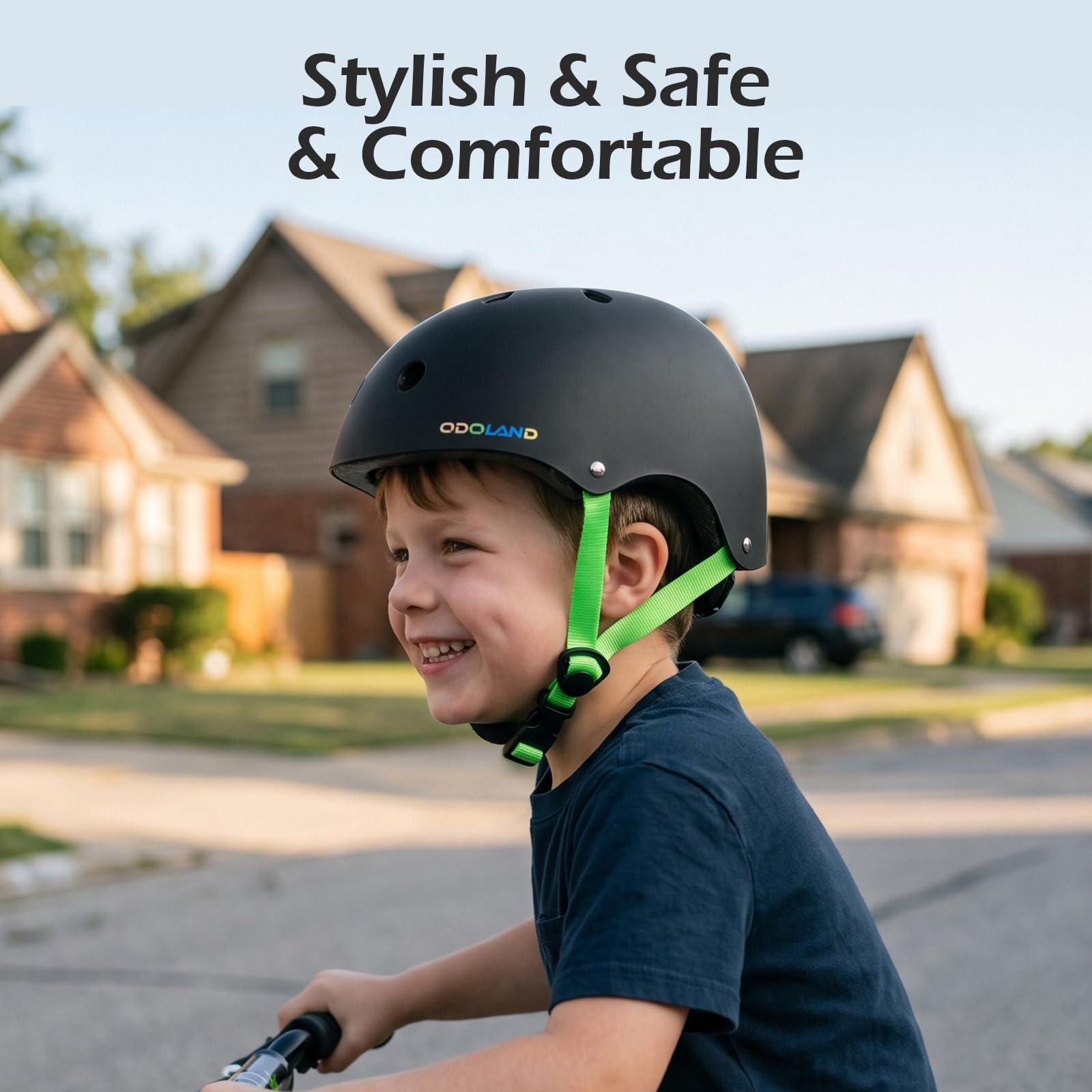 Odoland Kid's Bike Helmet Adjustable Fits 48-54cm for Boy & Girl Age 3-8