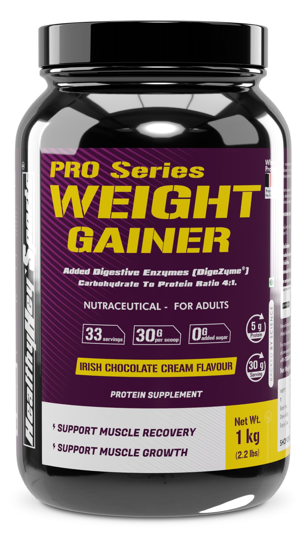 HealthyHey Nutrition Weight Gainer with Complex Protein Mix - Sugar Free - Irish Chocolate Cream Flavour - 1 Kg (Irish Chocolate Cream) (B0852MY2CZ) Amazon Price History, Amazon Price Tracker