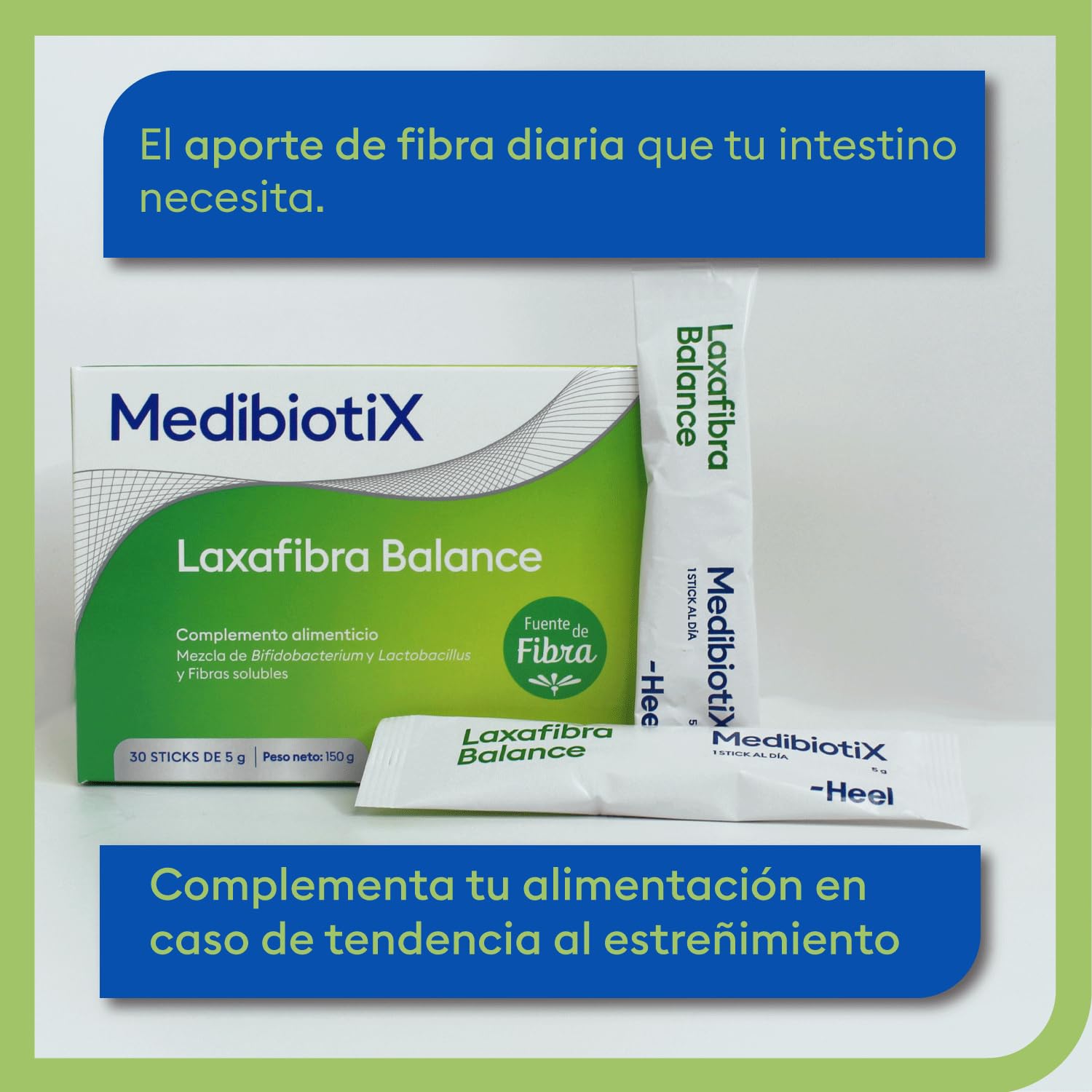 MedibiotiX - Laxafibra Balance, Complemento Alimenticio con Prebióticos, Probióticos y Fibras Naturales, Mejora el Tránsito Intestinal y la Regularidad Intestinal - 30 Sticks (30)