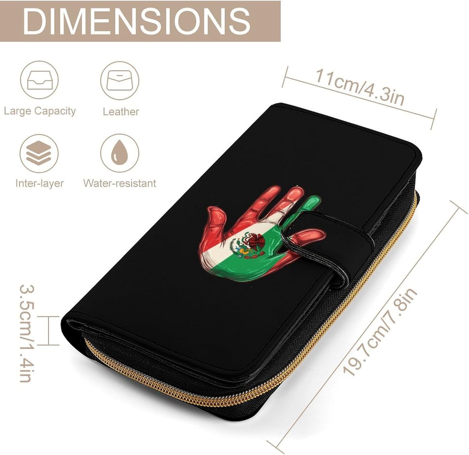 Mexico Flag Palm Women's Long Wallet Leather Large Capacity Wristlet Clutch Purse Wallets