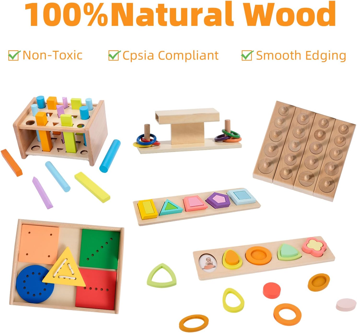 Adena Montessori Play Kit for 22-24 Months Baby Developmental Playset for Toddlers Preschool Learning Toys, Medium