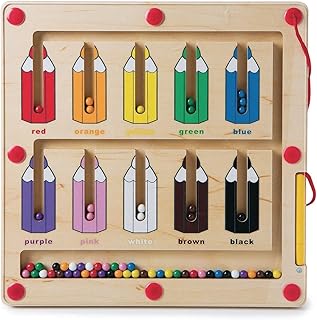 Constructive Playthings Color Matching Game with Magnetic Toys for Kids Ages 3+, Wooden Magnetic Color Sorting and Countin...