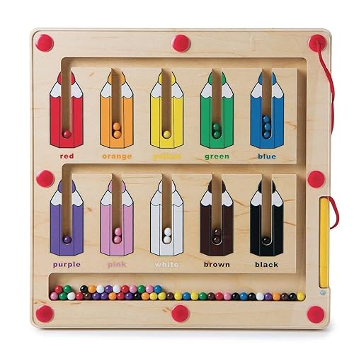 Constructive Playthings Juego de juego de colores con juguetes magnéticos para niños a partir de 3 años, clasificación magnética de color de madera