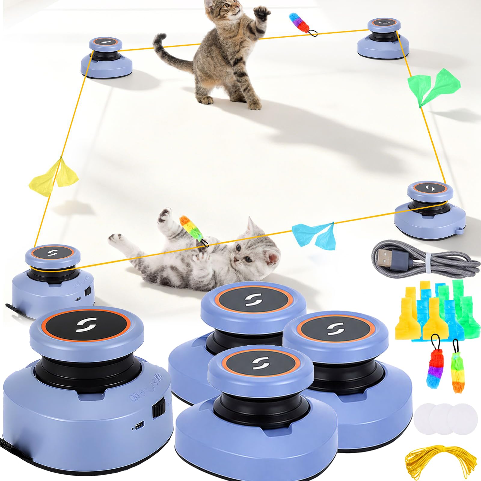 Jouets Pour Chats, Divertissement Autonome Jouets électriques Rechargeables Kit De Jeux Interactifs Et D'Intelligence Tapis De Course Pour Chats à Vitesse Réglable (Sans Sangles Requises) (B)