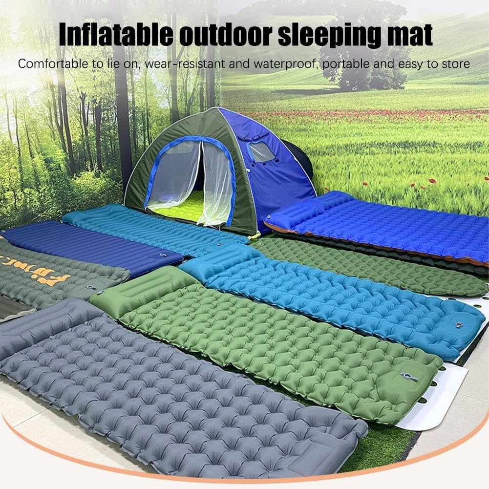 PHATRIP Materassino Da Campeggio Autogonfiante 200x65x5 Cm Con Cuscino – Schiuma Memory Foam, Valvola Rapida, Adatto A Tutte Le Stagioni, Pieghevole 22x22x35 Cm