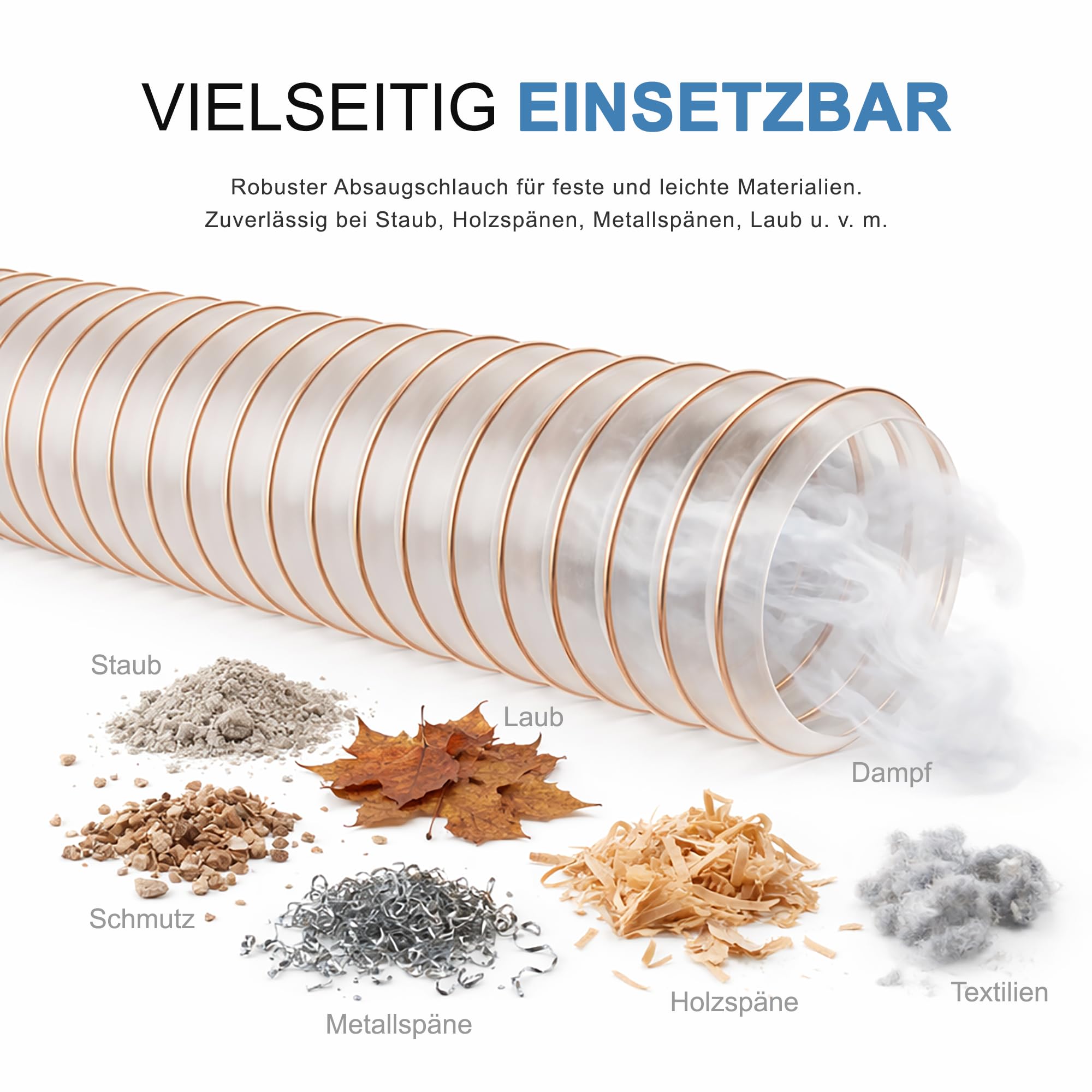 AWM Absaugschlauch Ø 100 mm transparent 0,4 mm Absauganlage Spiralschlauch schwer entflammbar Flexschlauch (5 Meter)