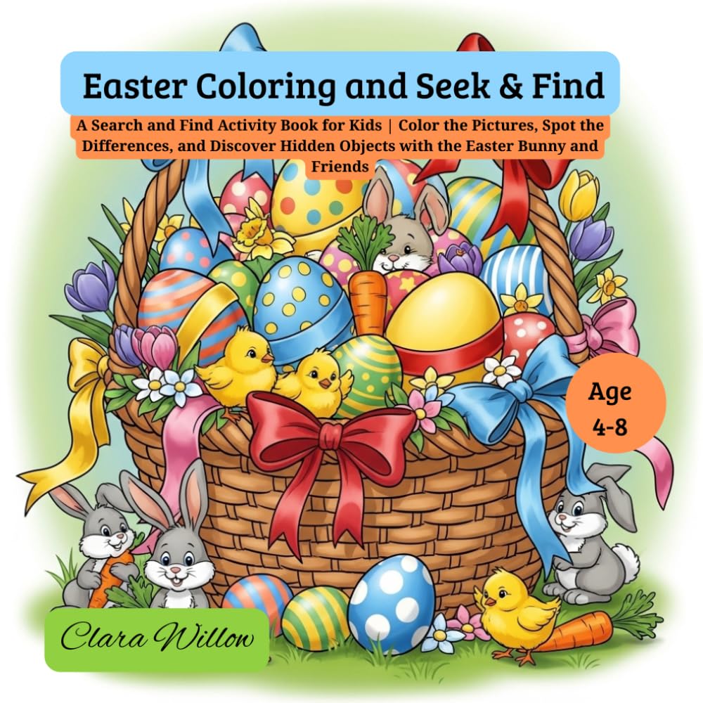 Easter Coloring and Seek & Find: A Search and Find Activity Book for Kids | Color the Pictures, Spot the Differences, and Discover Hidden Objects with ... and Friends (libros para colorear niños)