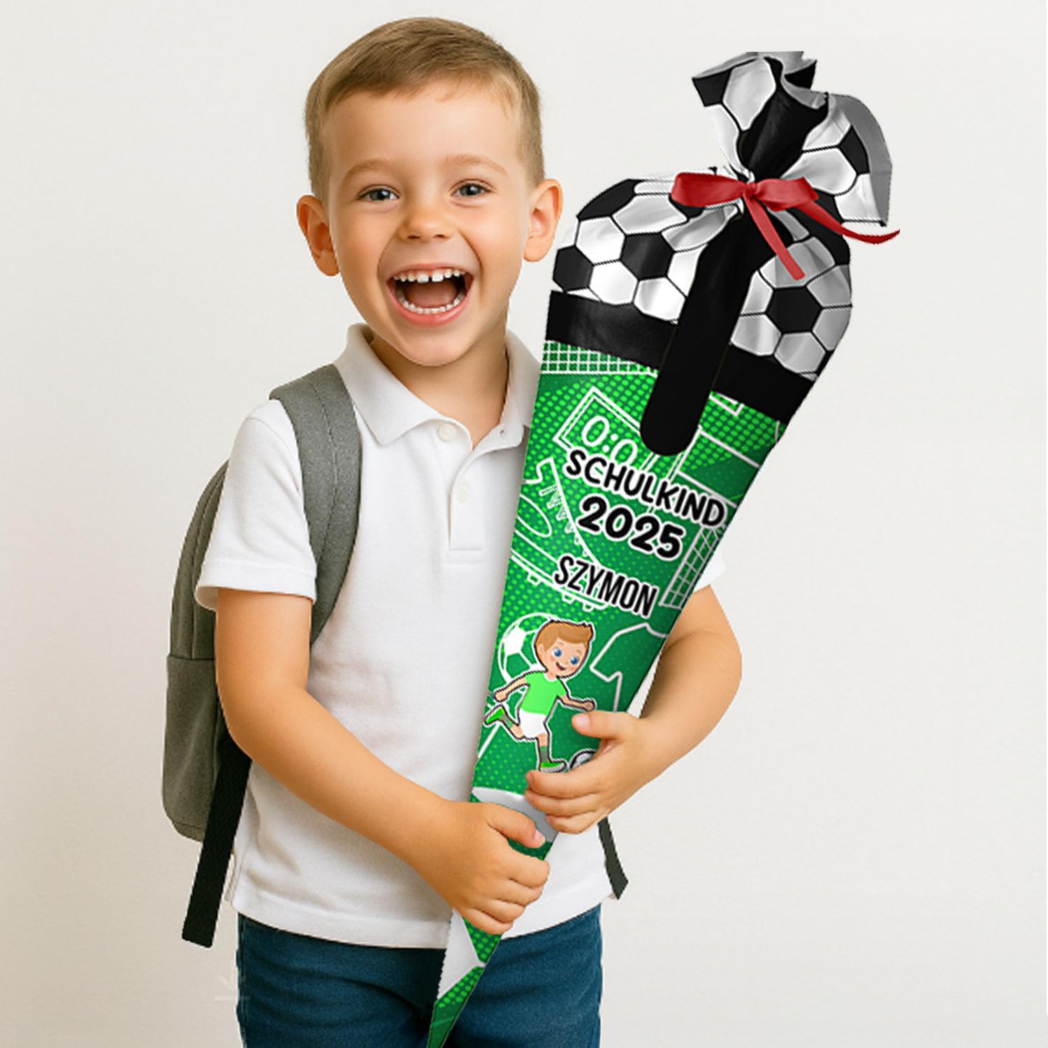 Ferocity Schultüte Stoff 70 cm personalisiert mit Namen Einschulung 2026 Zuckertüte Kissen mit rundem Papprohling Silikonkügelchen