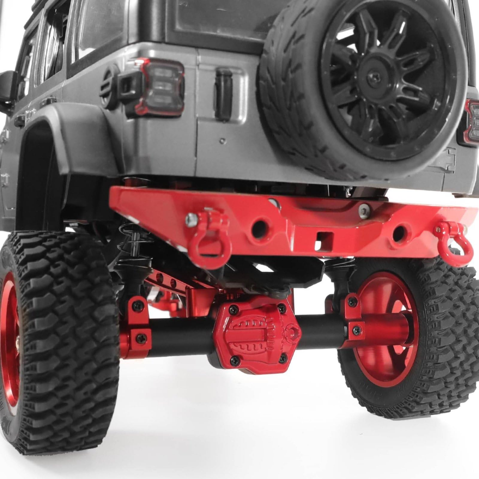 Assale Veicolo Assemblato Set Assale Motore Ruota Trasmissione Struttura Solidale Componenti Ingranaggio Precisione Adatto per Appassionati SUV Giochi su Terreni Impegnativi, Red-black